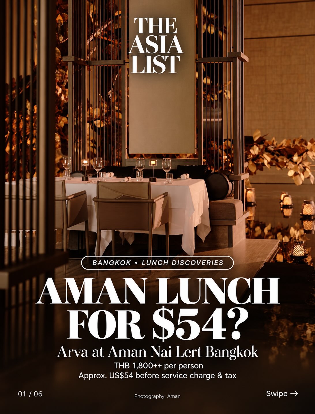 Aman Bangkok Dining Experience Costs $54
