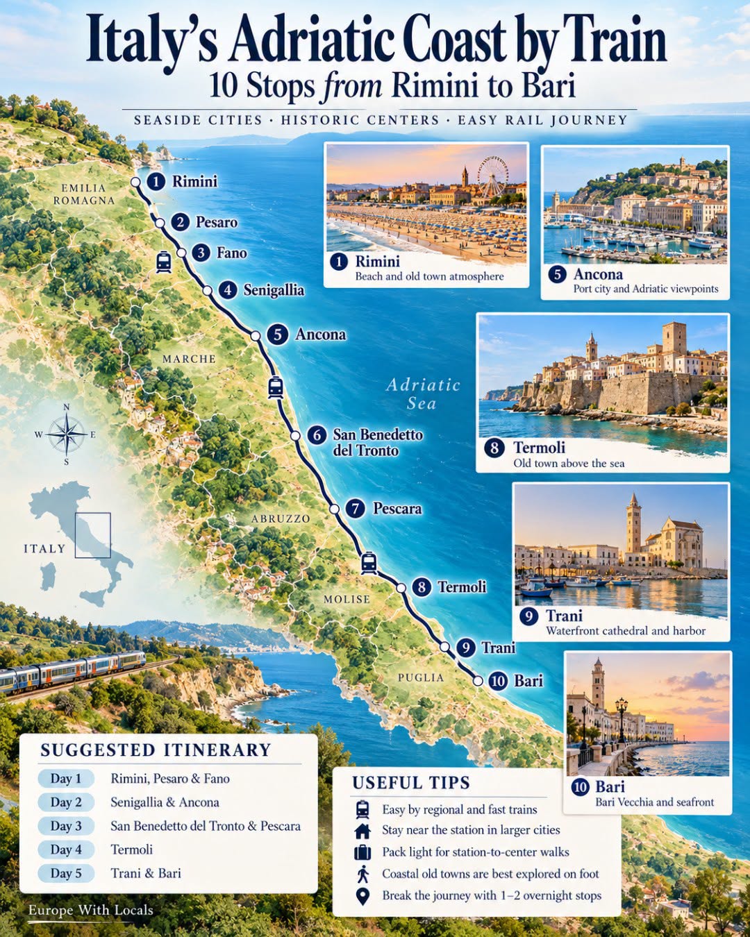Italian Adriatic Coast Train Journey Highlights