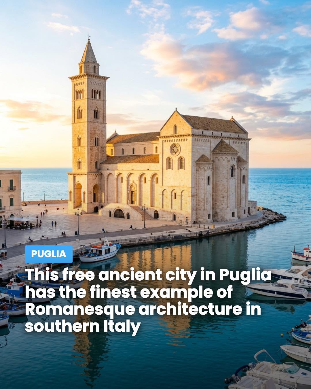 Puglia Cathedral's Romanesque Waterfront Architecture