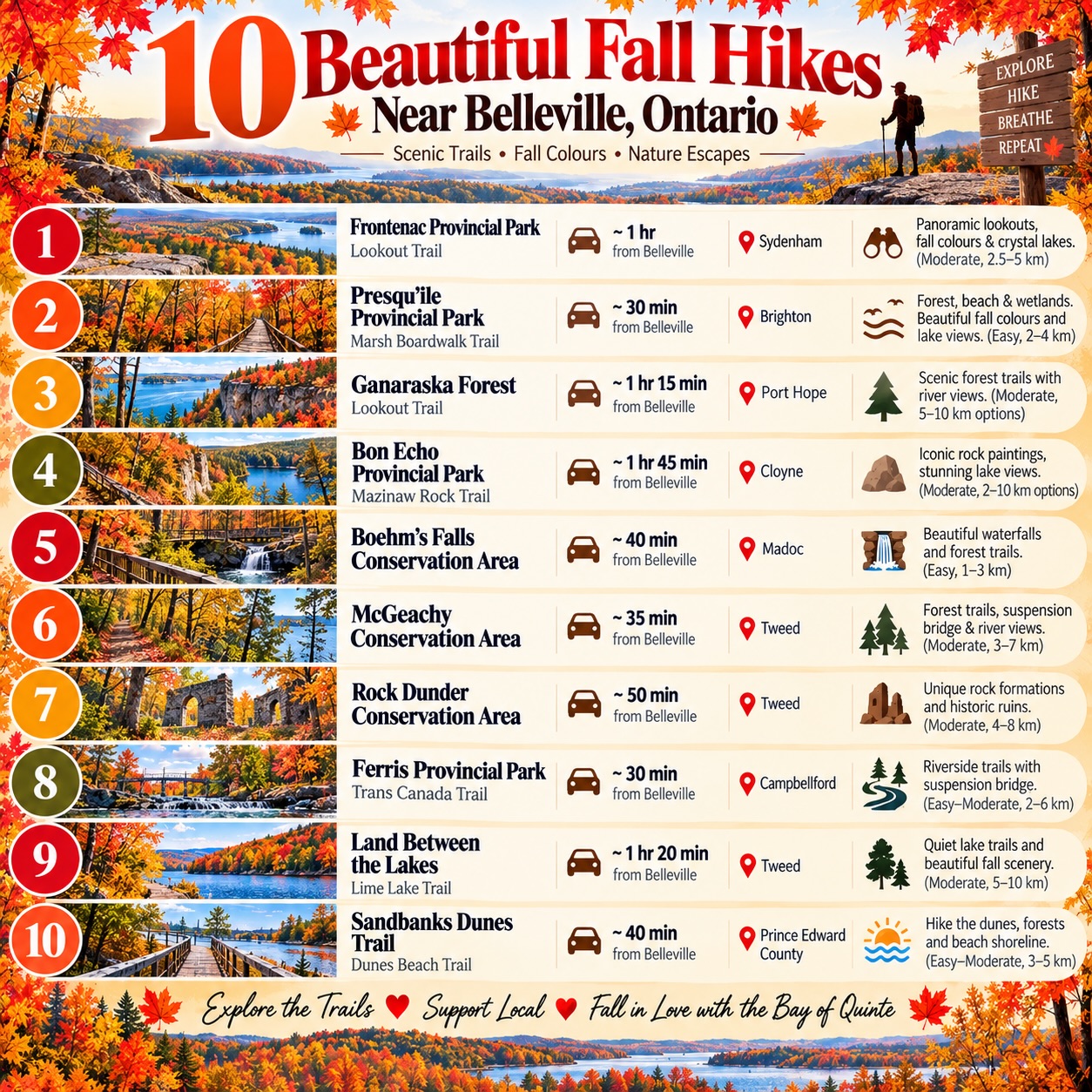 Ontario's Fall Hikes Near Belleville