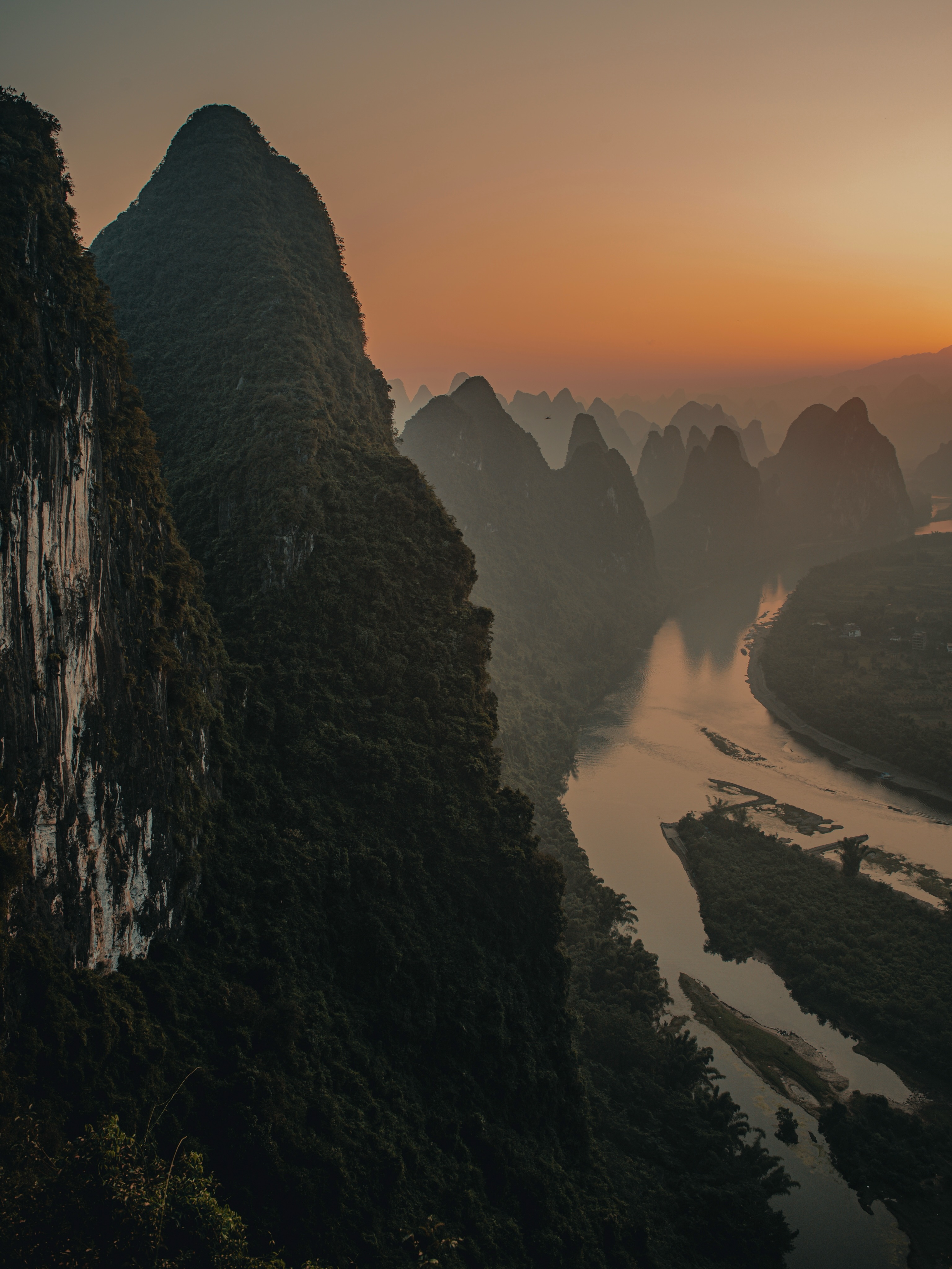 Karst Landscapes At Sunset In China