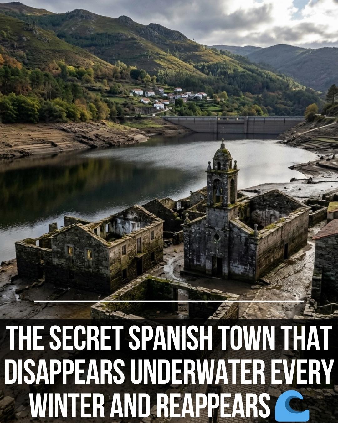Submerged Village Reappears From Reservoir During Drought