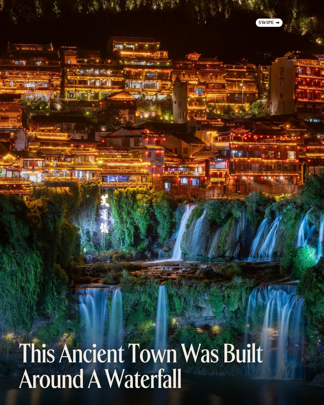 Waterfall Town In China