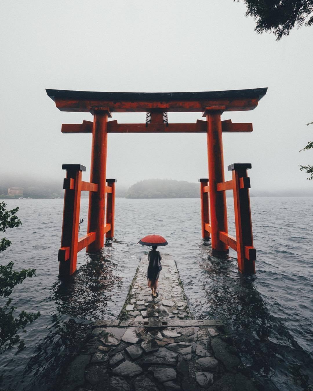 Misty Shrine and Lakeside Torii Gate