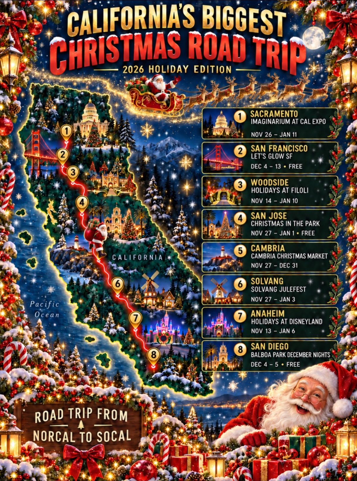 California's Christmas Road Trip Destinations