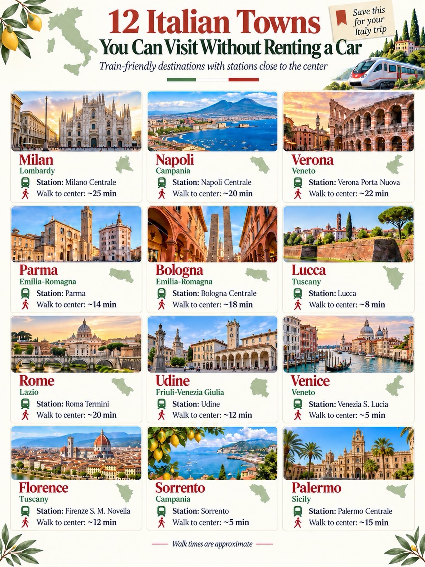 Italian Cities Accessible Via Train