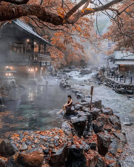 Spacious Open-Air Baths by Takara River