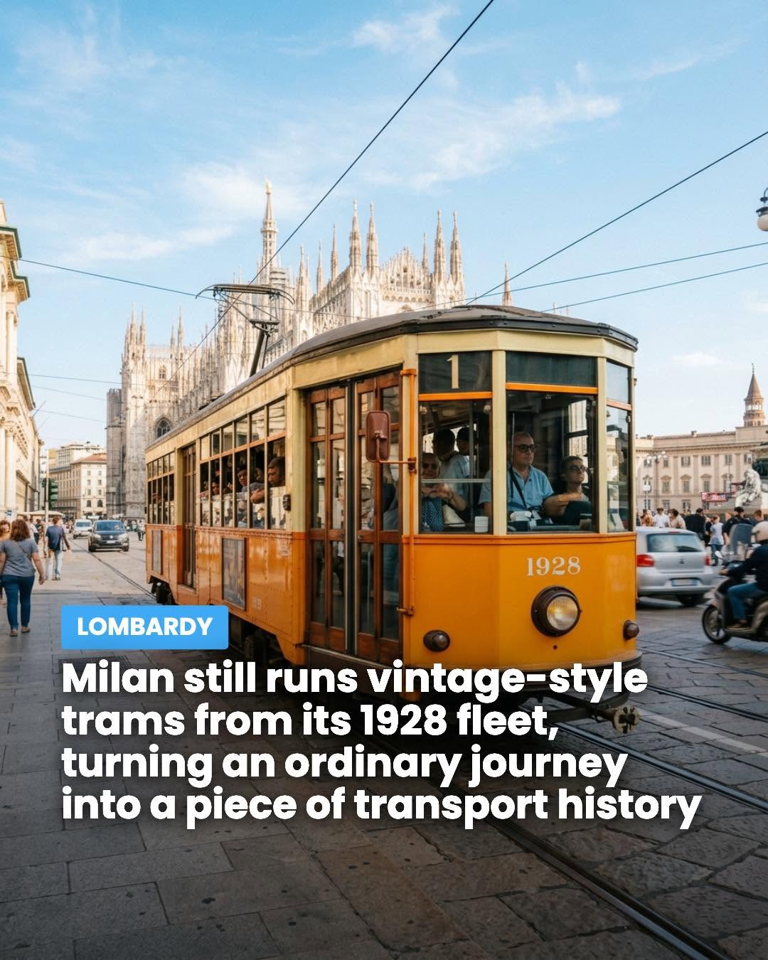 Milan's Historic Tram with Duomo Views