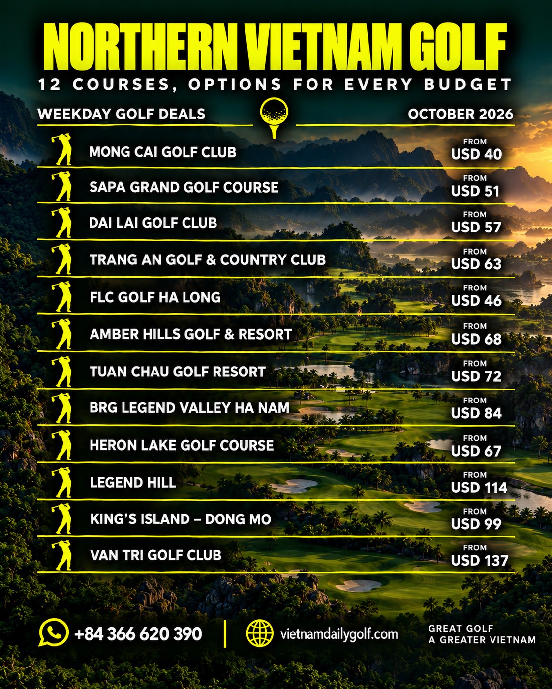 Northern Vietnam Golf Courses Offer Weekday Deals