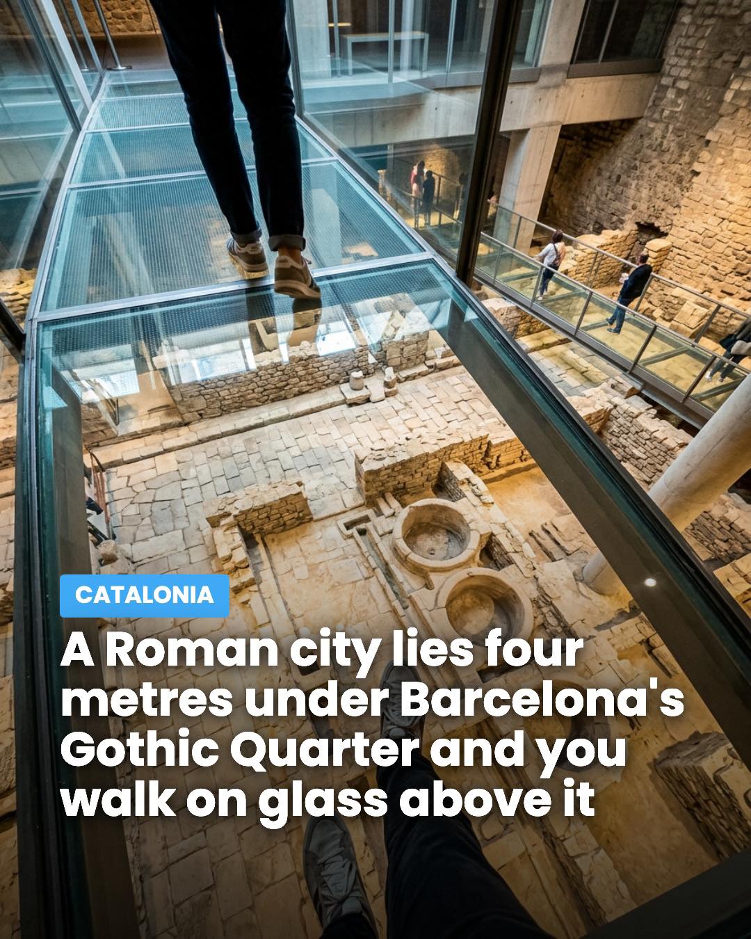 Walk Above Ancient Roman Barcino Ruins