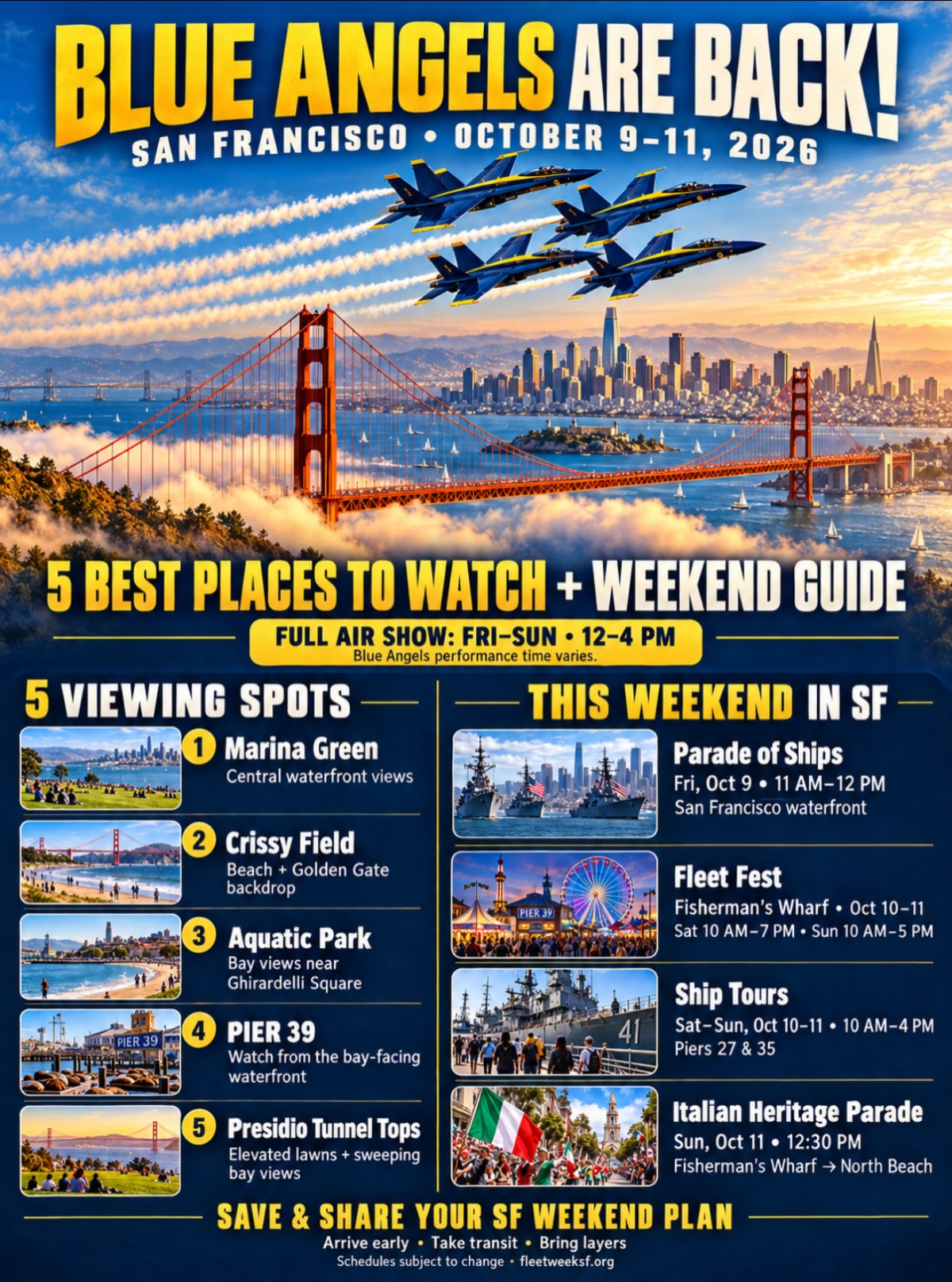 Fleet Week Viewing Spots In San Francisco
