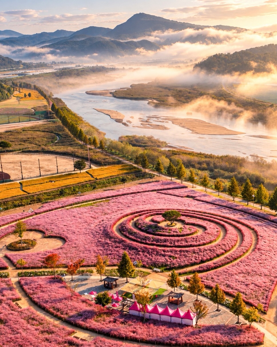 Hapcheon Shinsoyang Sports Park's Pink Muhly Colony