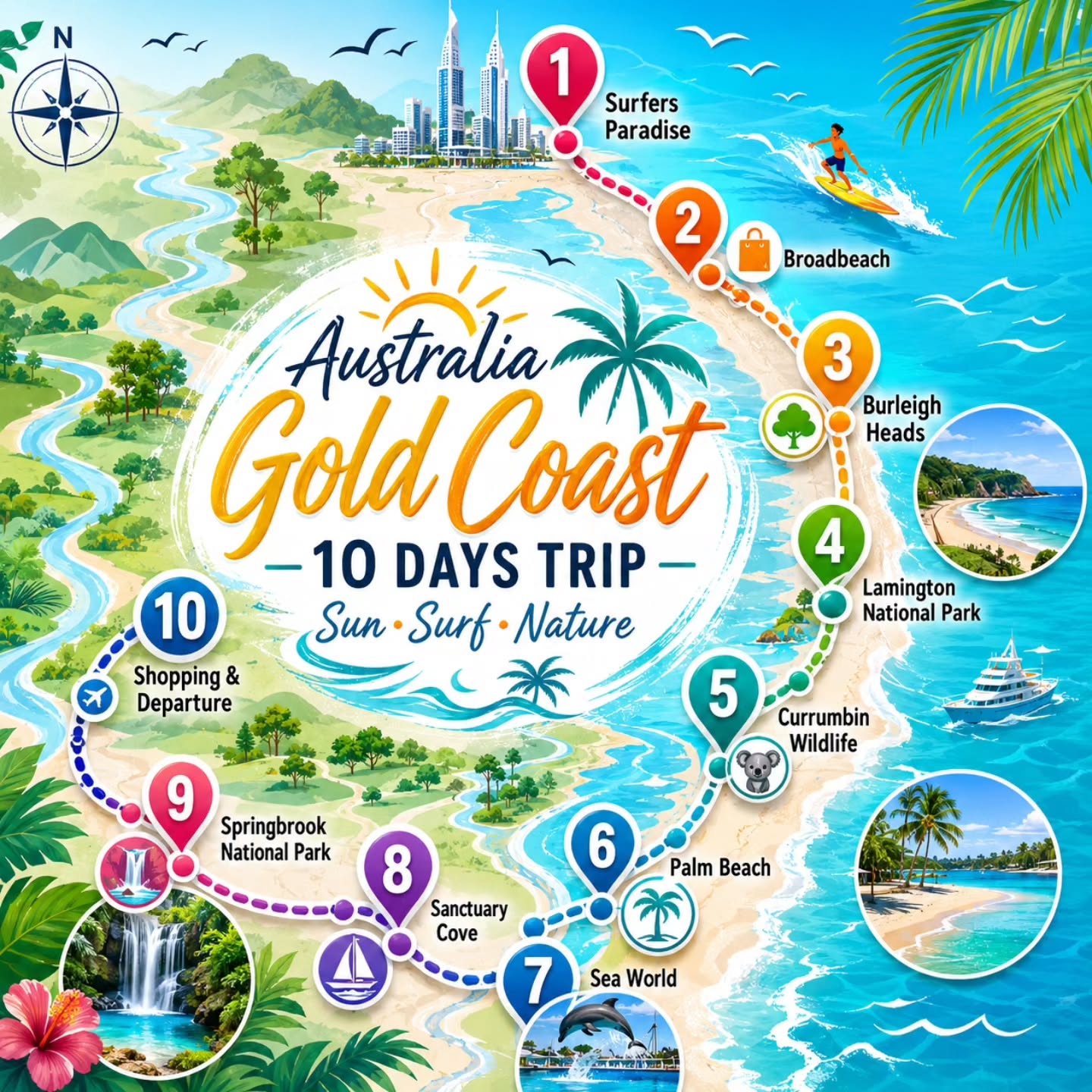 Gold Coast Itinerary: Beaches, Wildlife, and Rainforests