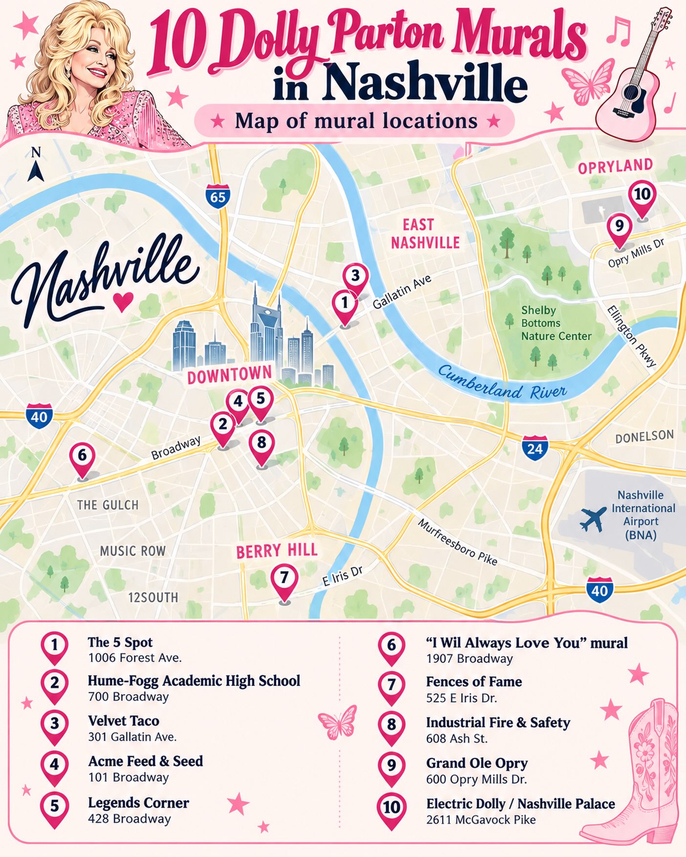 Dolly Parton Murals Across Nashville