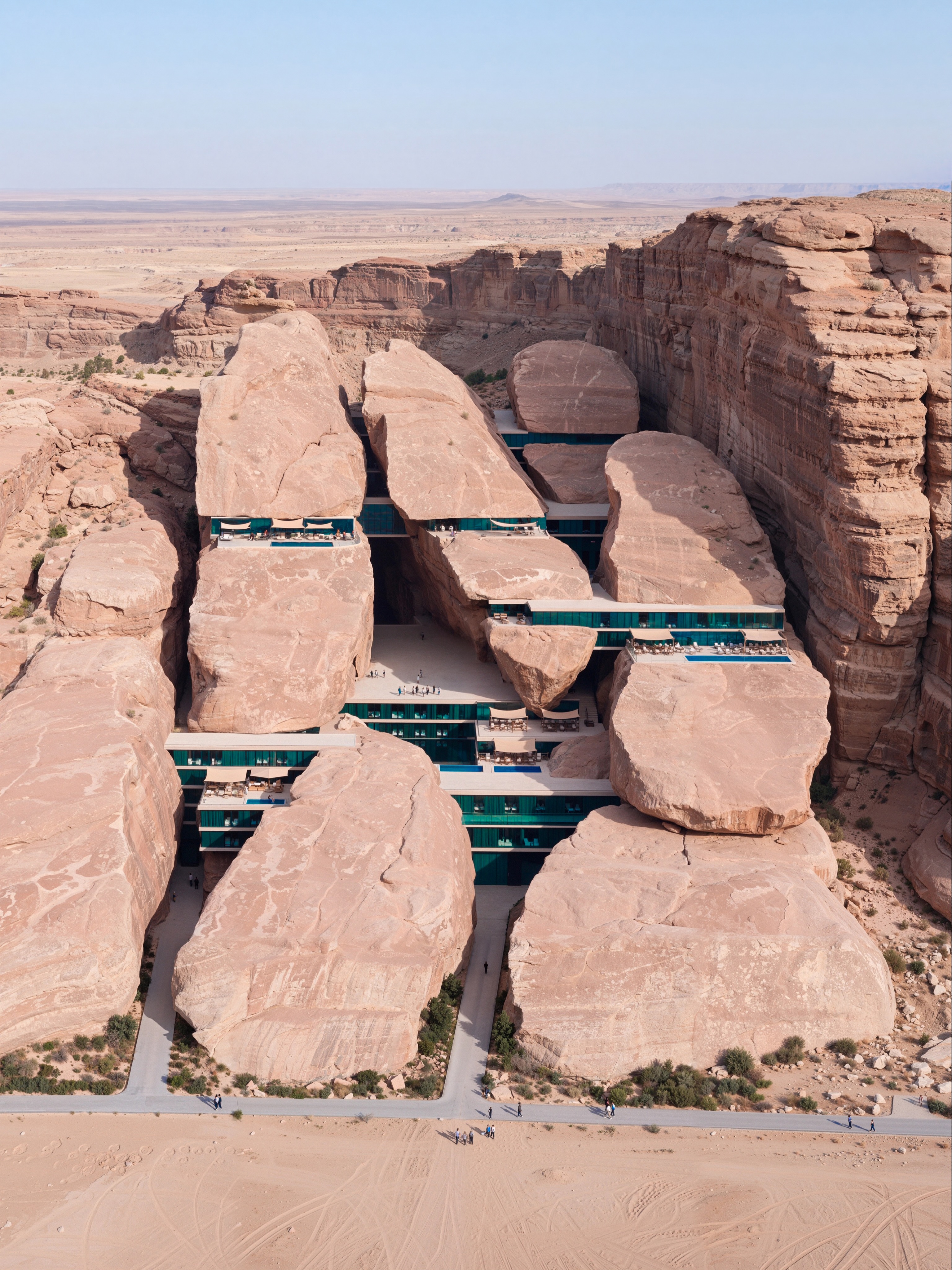 Luxury Desert Hotel Concept Blends With Sandstone Formations