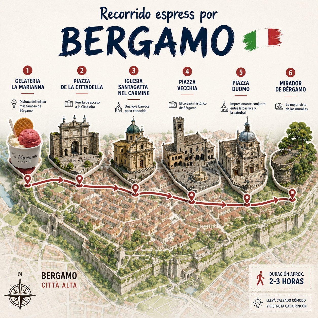 Bergamo Città Alta Express Tour Itinerary
