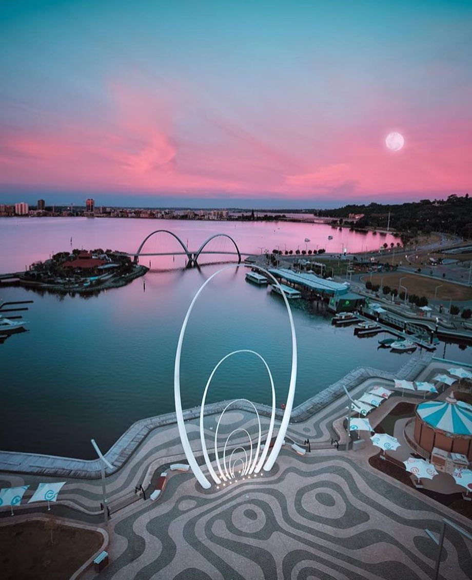 Perth's Elizabeth Quay At Sunset