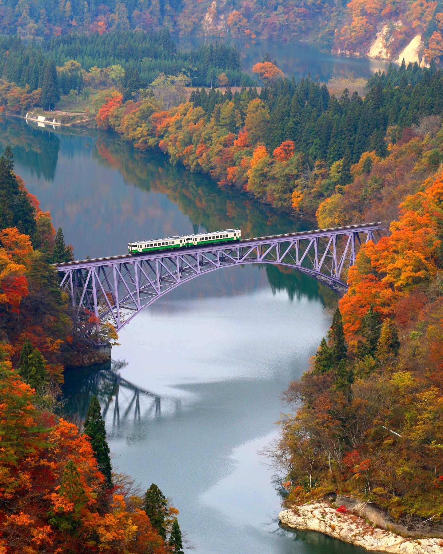 Tadami Line's Autumn Views Over Tadami River