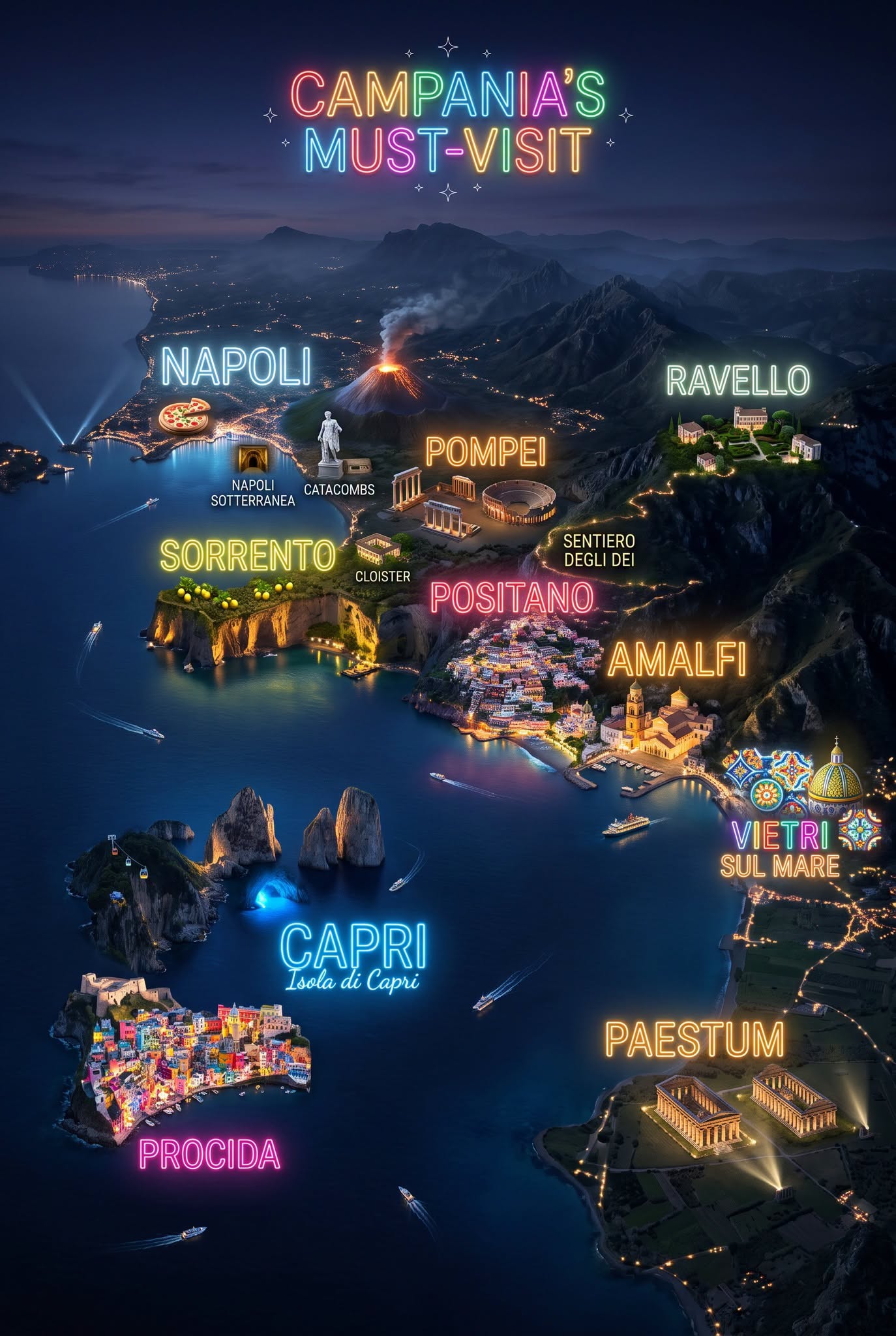 Campania Destinations Illustrated Map