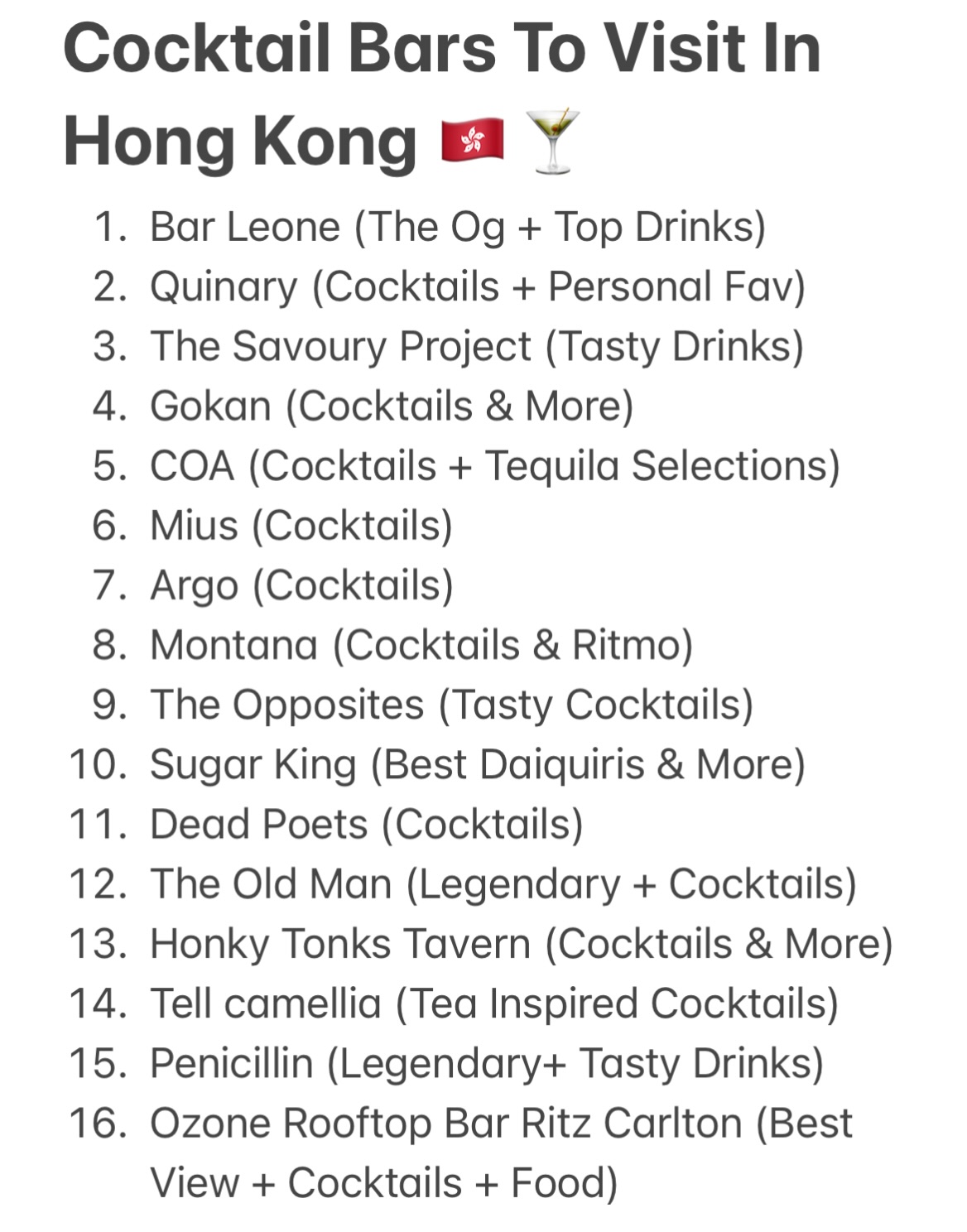 Hong Kong's Top Cocktail Bars To Visit