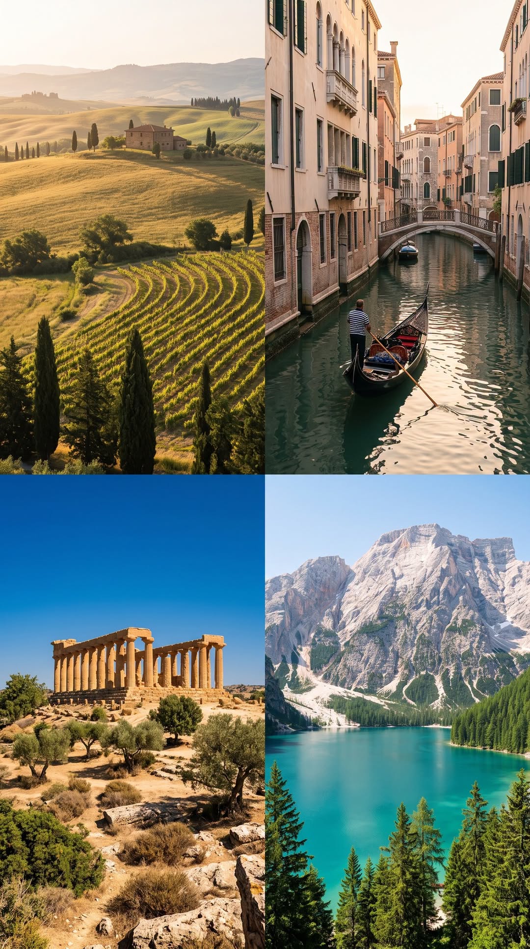 Italian Destinations: Tuscany, Venice, Temples, and Alps