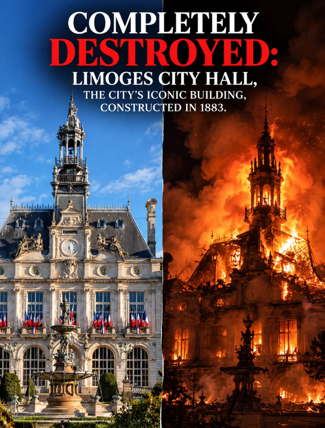Limoges City Hall Destroyed By Fire
