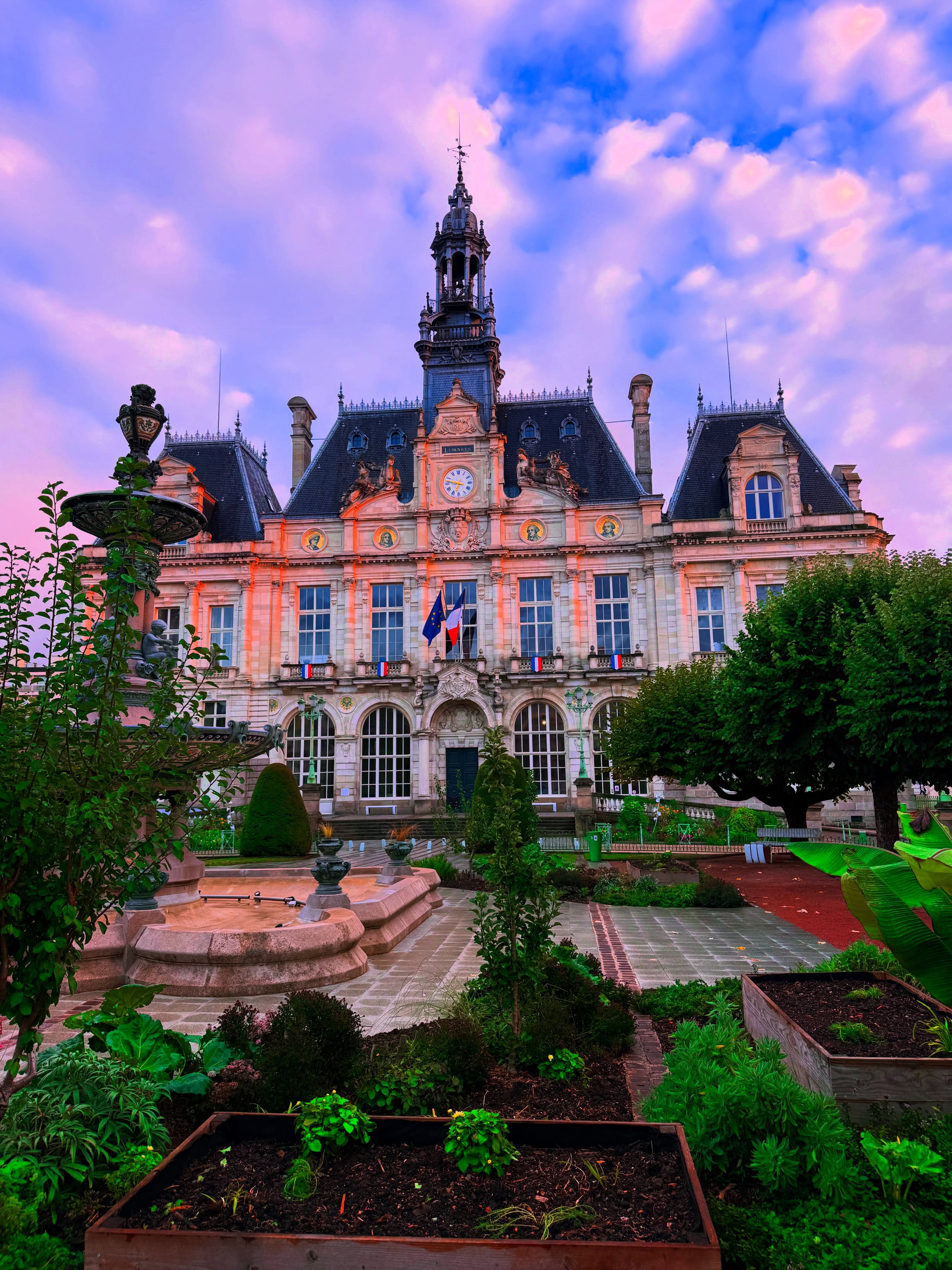Limoges City Hall at Sunset