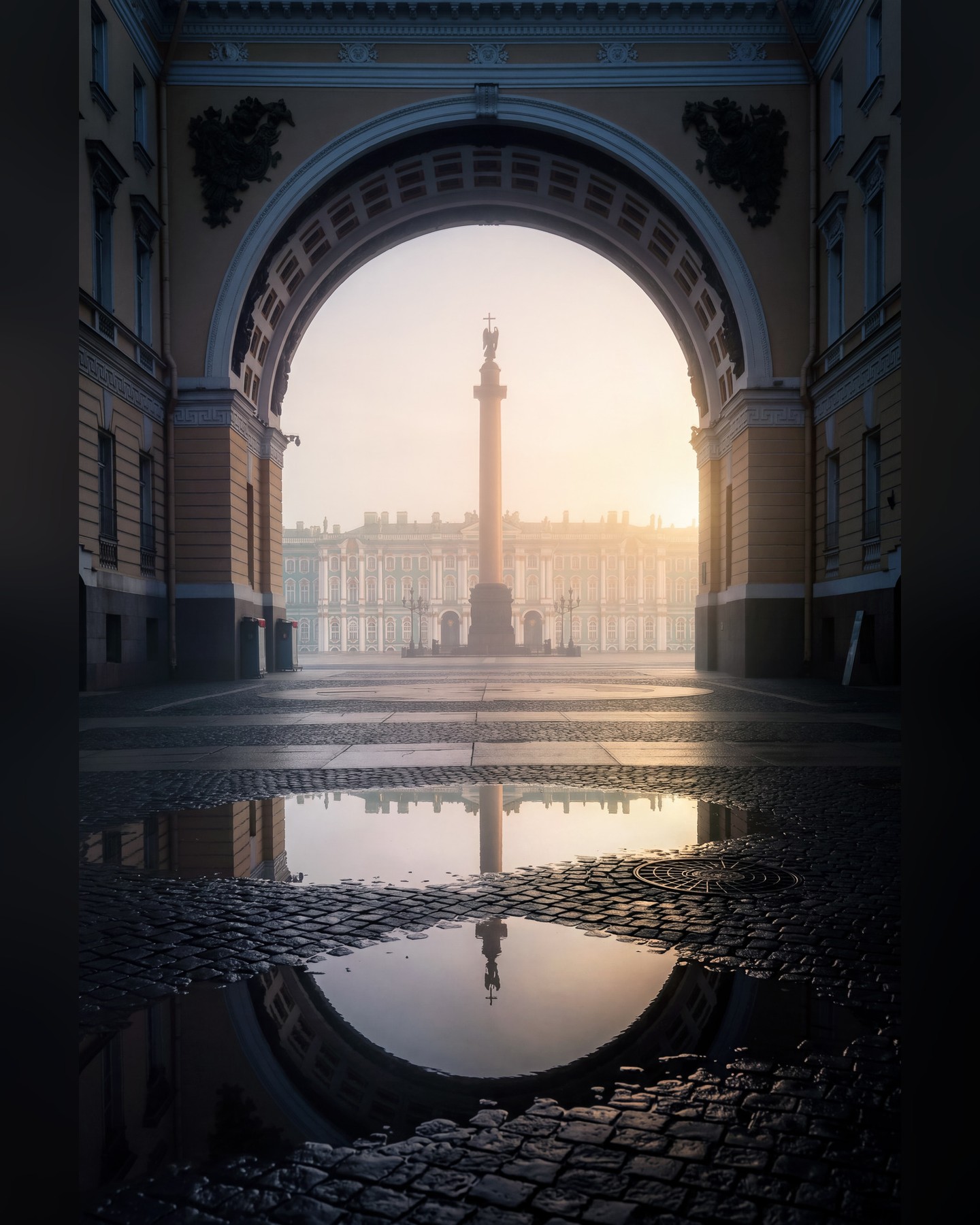 Architectural Grandeur in Misty Palace Square