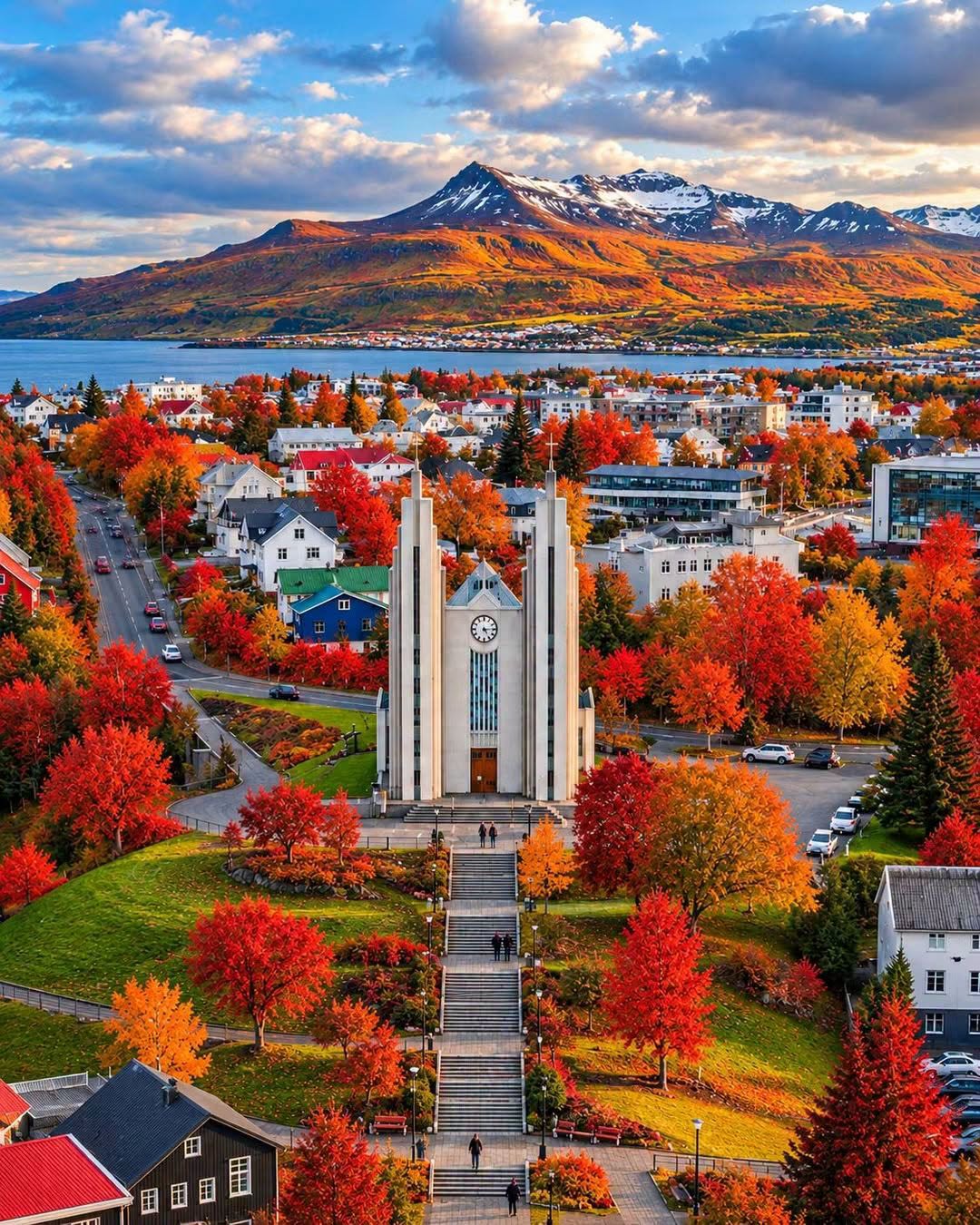 Churches And Icelandic Autumn Scenery
