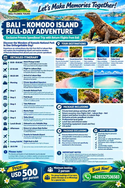 Bali Day Trip to Komodo National Park Adventures