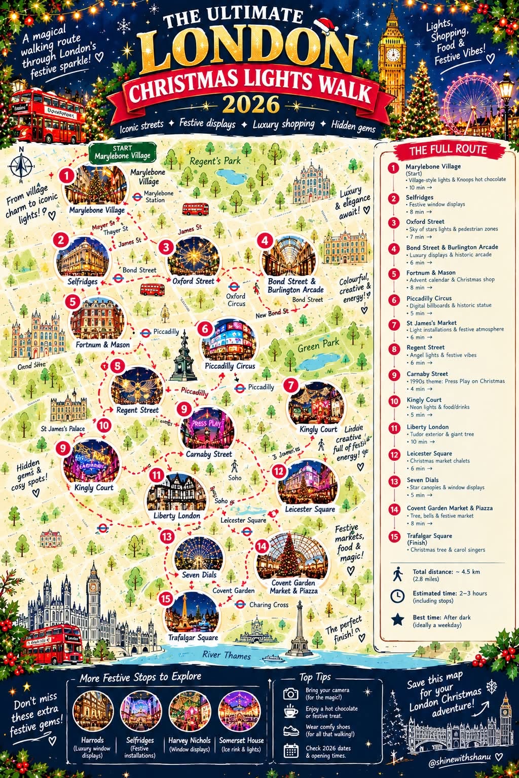 London Christmas Lights Walk Festive Shopping Route