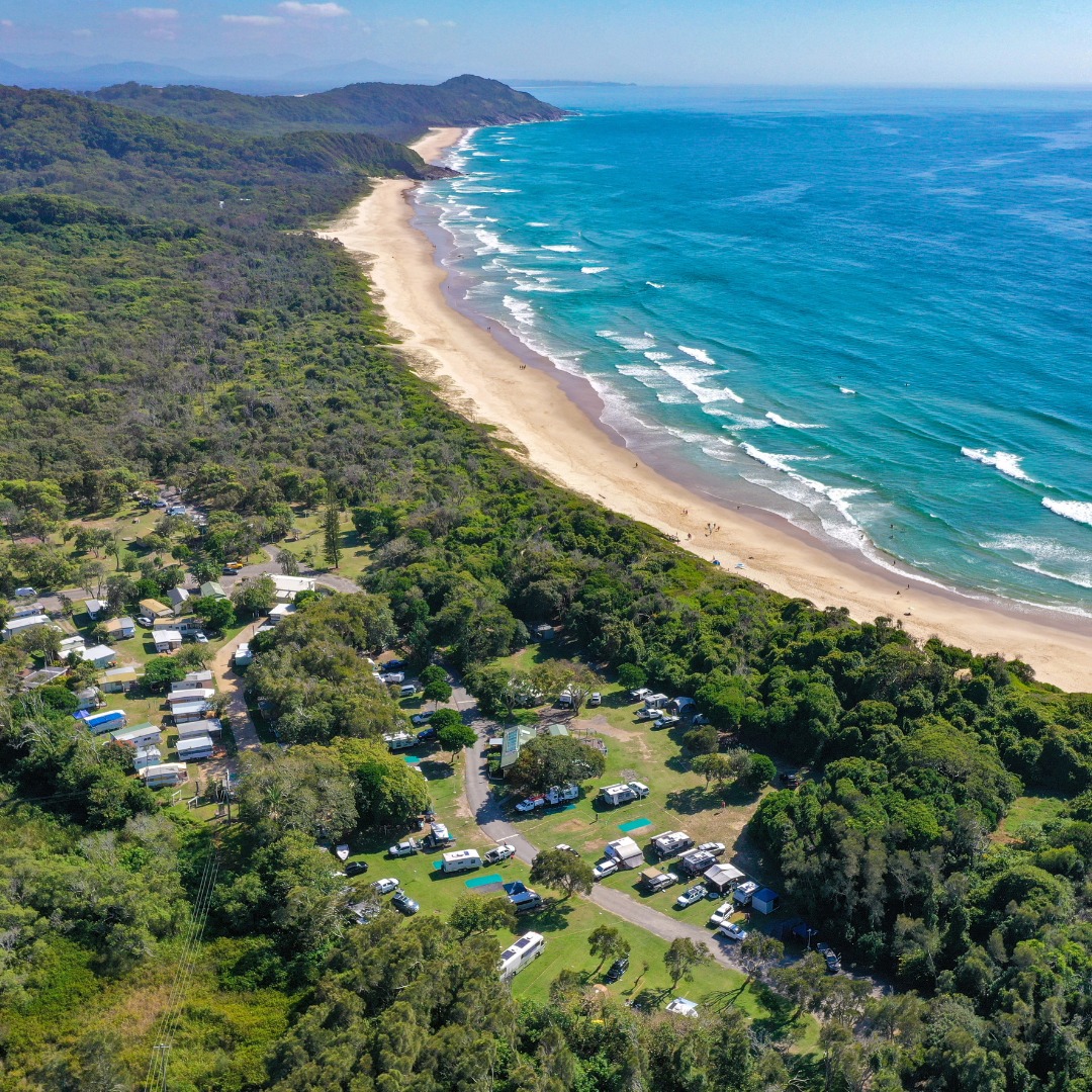 Coastal Holiday Park and Grassy Beach