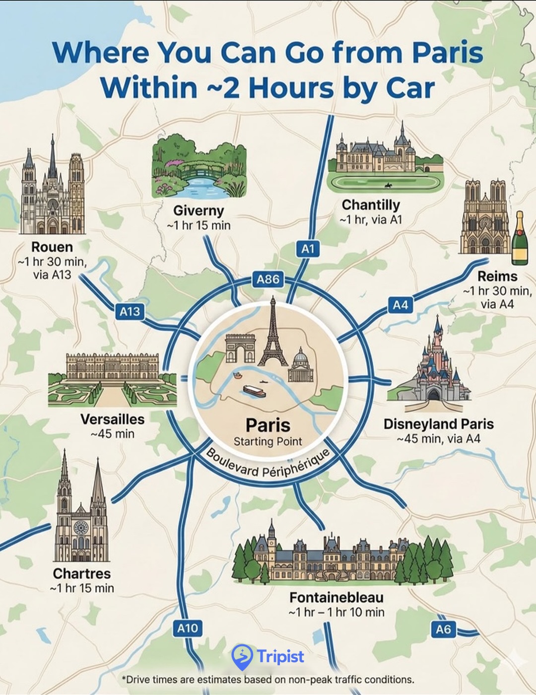 Paris Area Attractions Reachable Within Two Hours