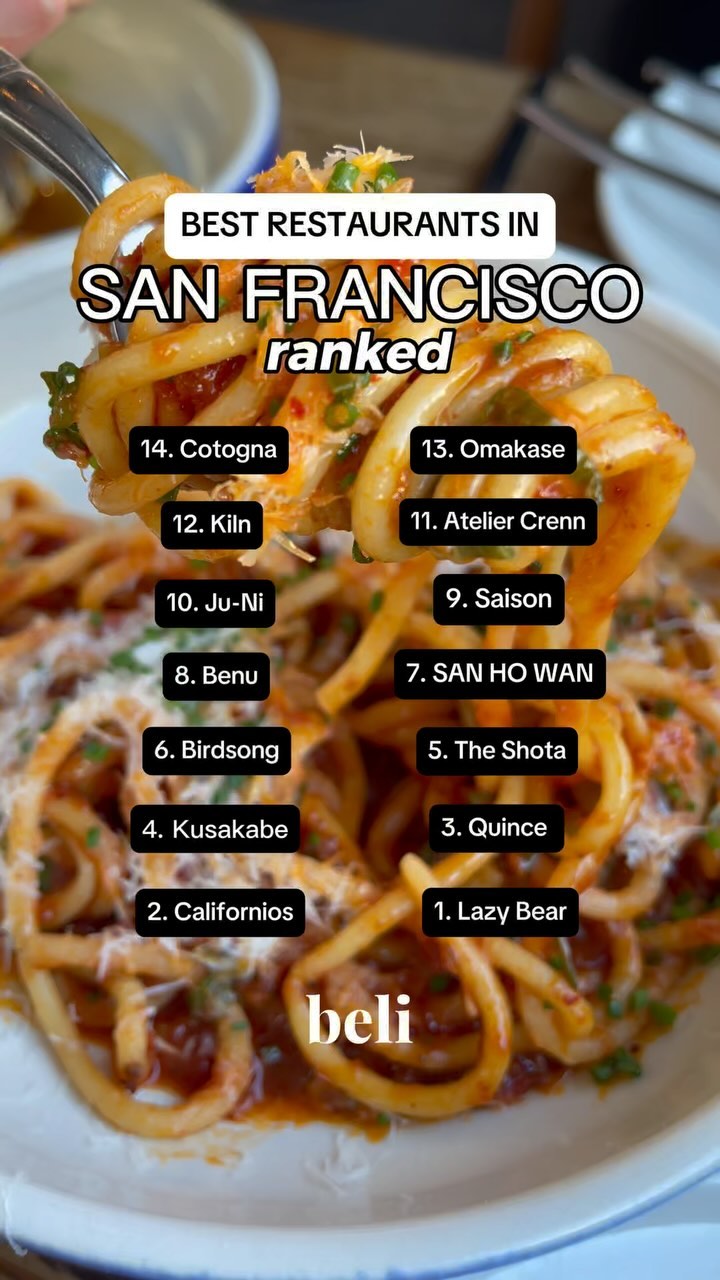 Top San Francisco Restaurants From Beli Ratings