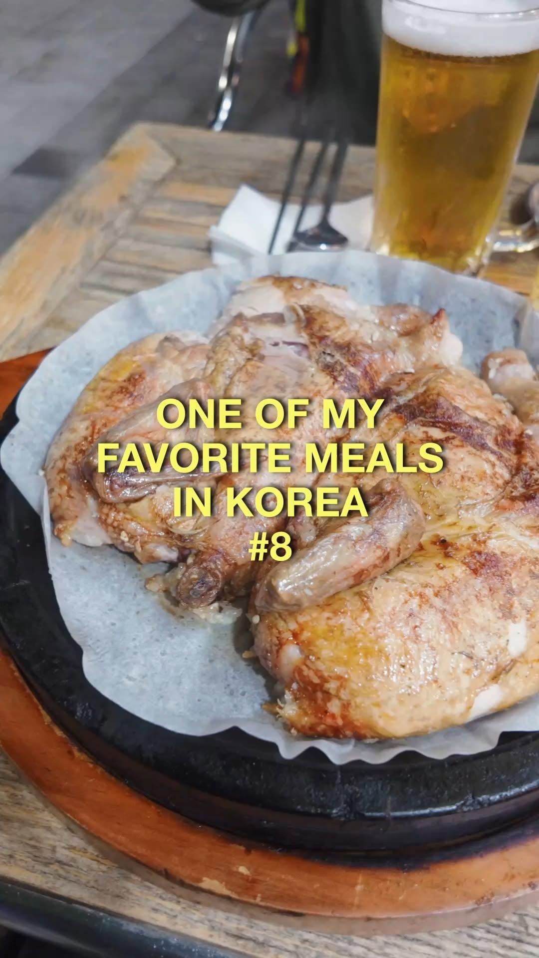 Crispy Korean Rotisserie Chicken On Stone Pan