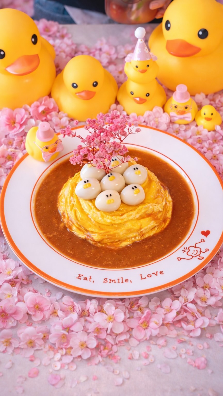 Springtime Rubber Duck Omurice at Hongdae Restaurant