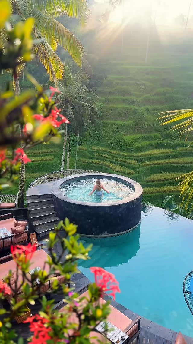 Bali Day Club With Blue Pools And Rice Terrace Views