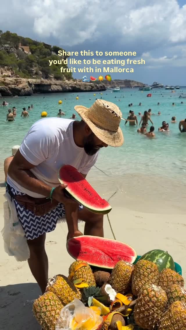 Mallorca Beach Tradition With Fruit Vendor