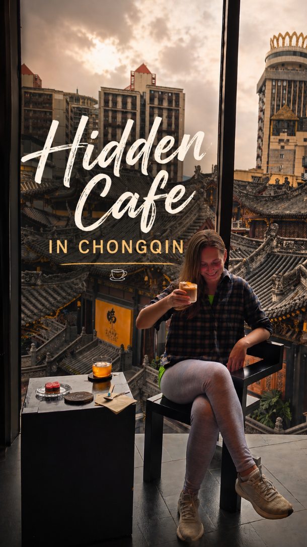 Chongqing Cafe Overlooks Ancient Luohan Temple Rooftops