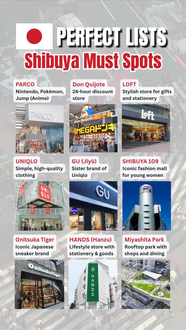 Shibuya and Ginza Shopping Destinations