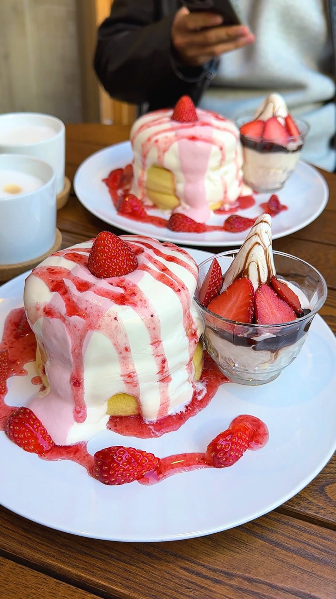 Fluffy Strawberry Pancakes in Kichijoji