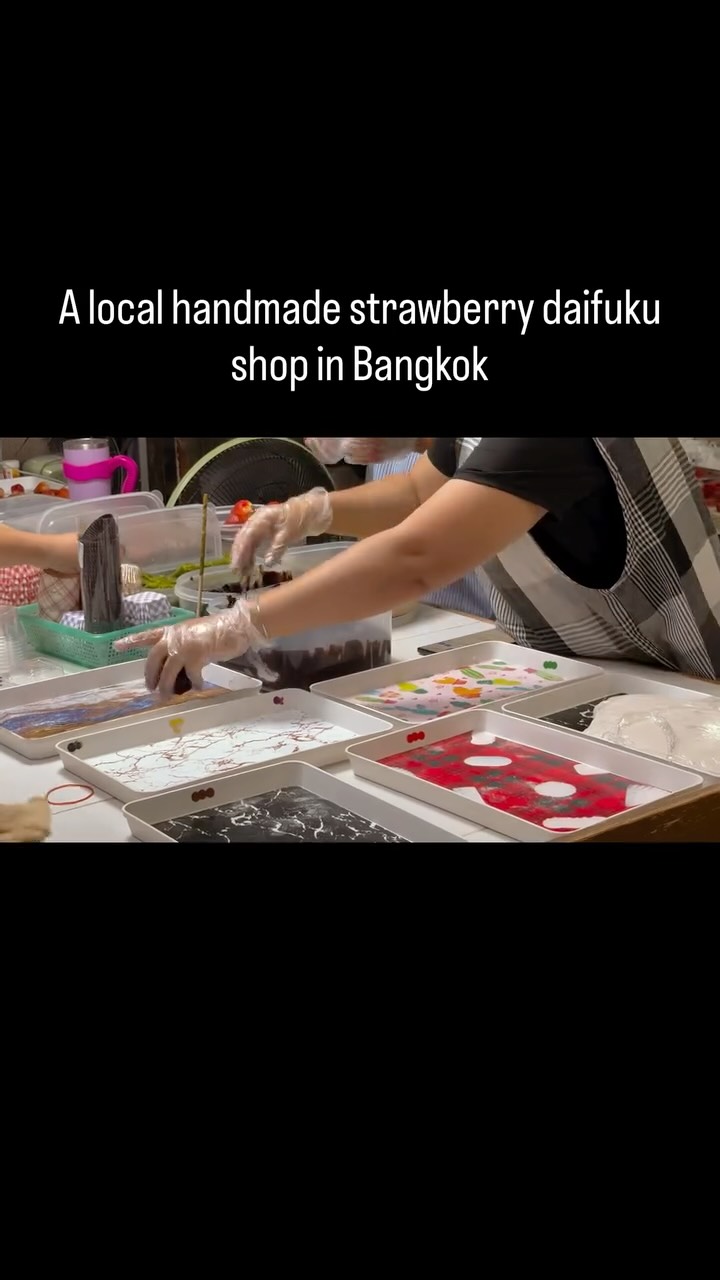 Freshly Made Strawberry Mochi in Bangkok