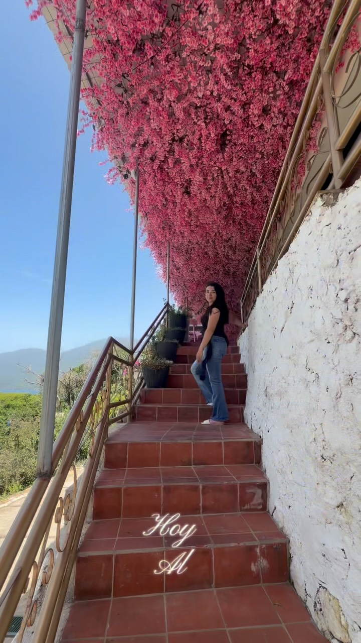Lake Coatepeque Hotel With Pink Flowers