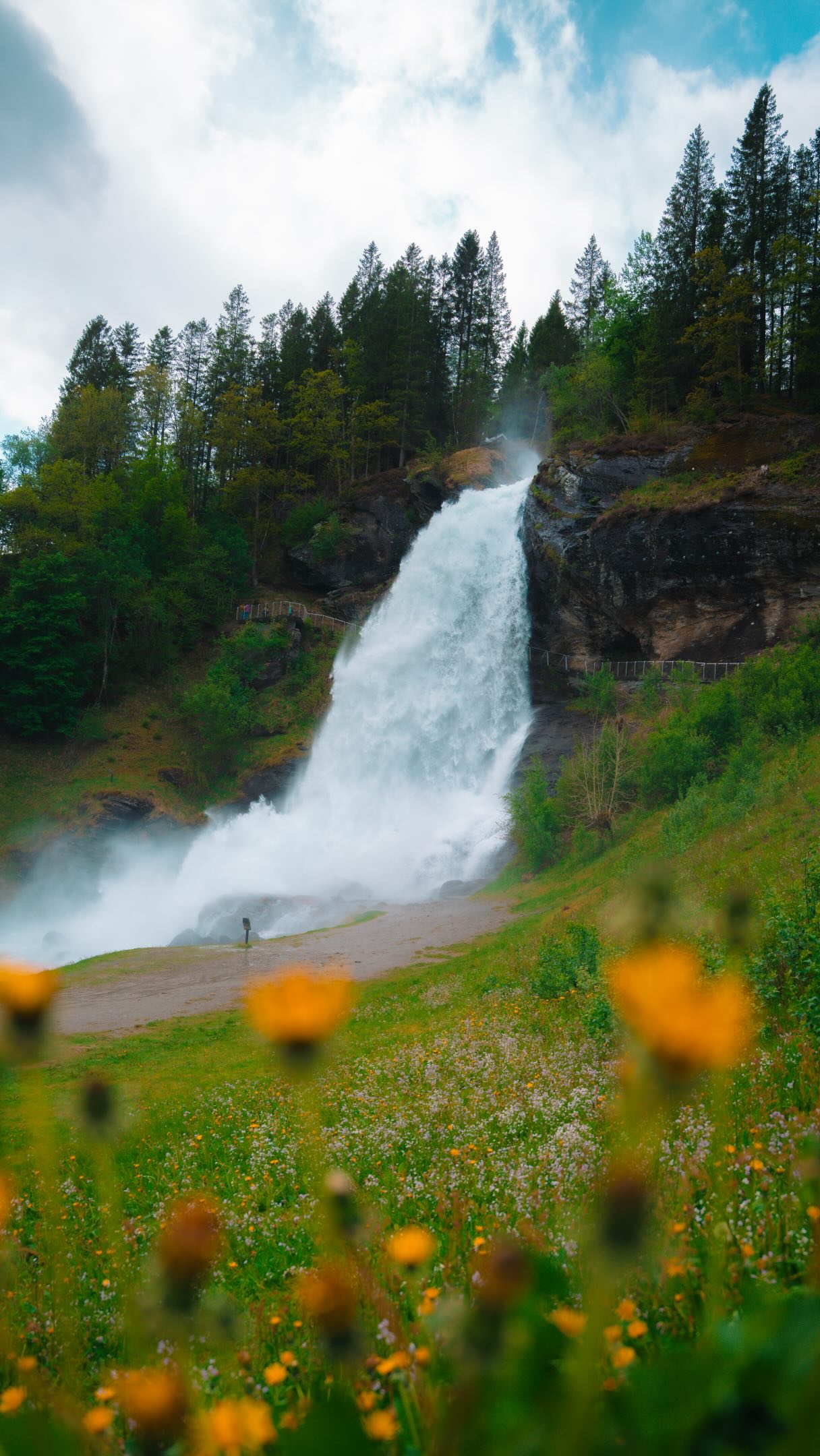 Walk Behind Waterfalls Near Bergen