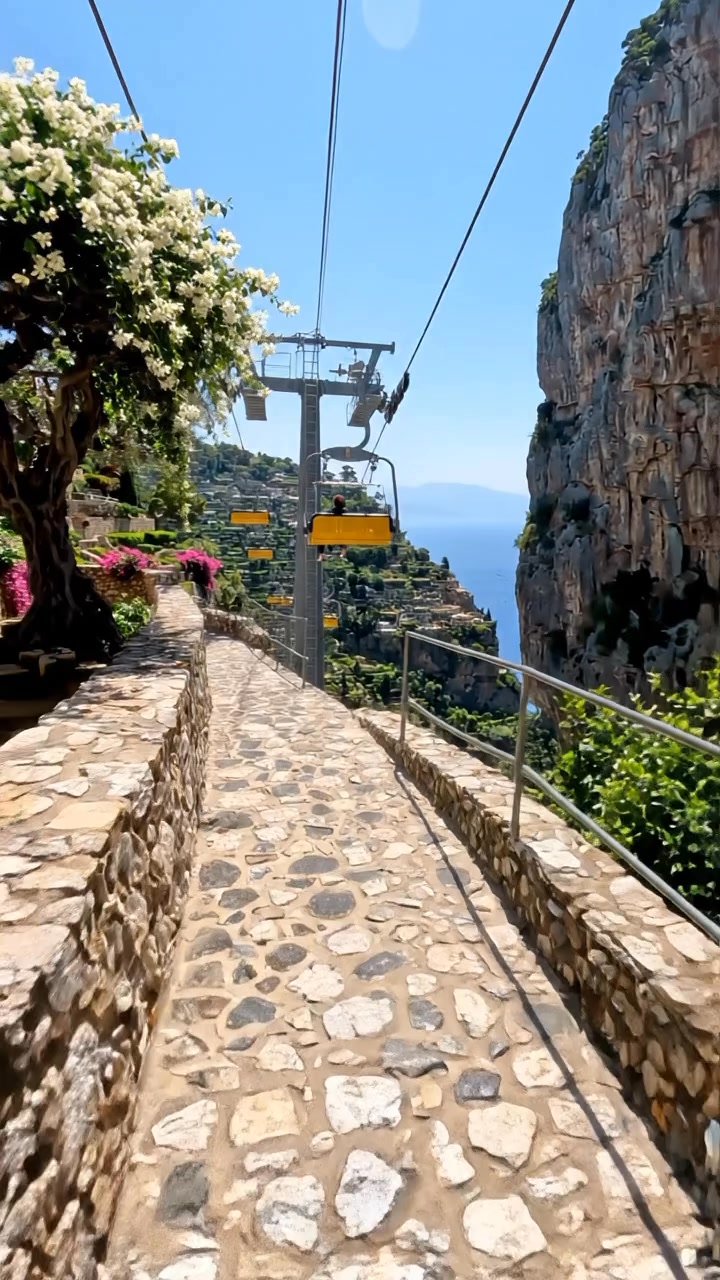 Chairlift Ascends Mount Monte Faito Over Naples