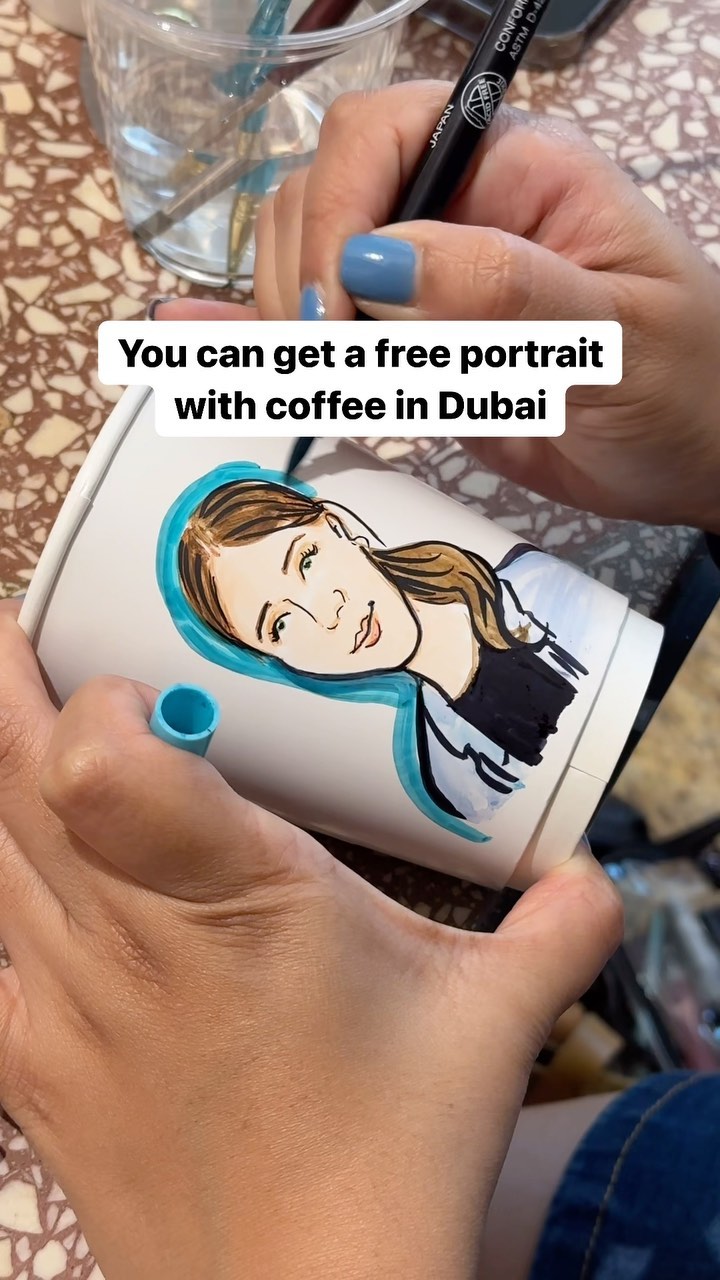 Free Coffee Cup Portraits Offered At Dubai Mall