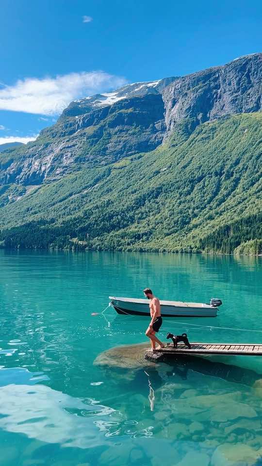 Lovatnet Lake's Striking Beauty