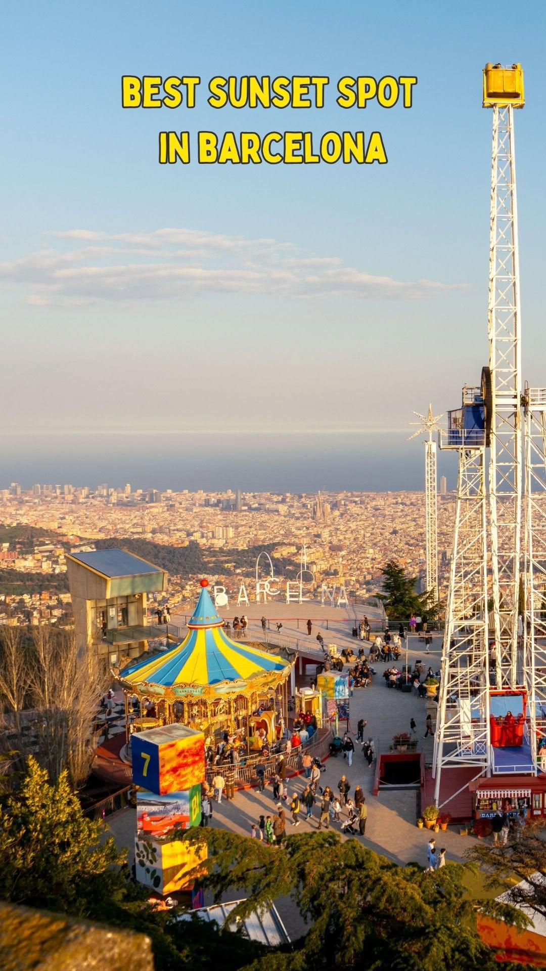 Tibidabo's Funicular, Church, and Sunset Views