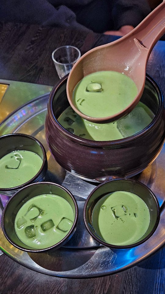 Matcha Makgeolli at Mapo Pocha Soju Bar