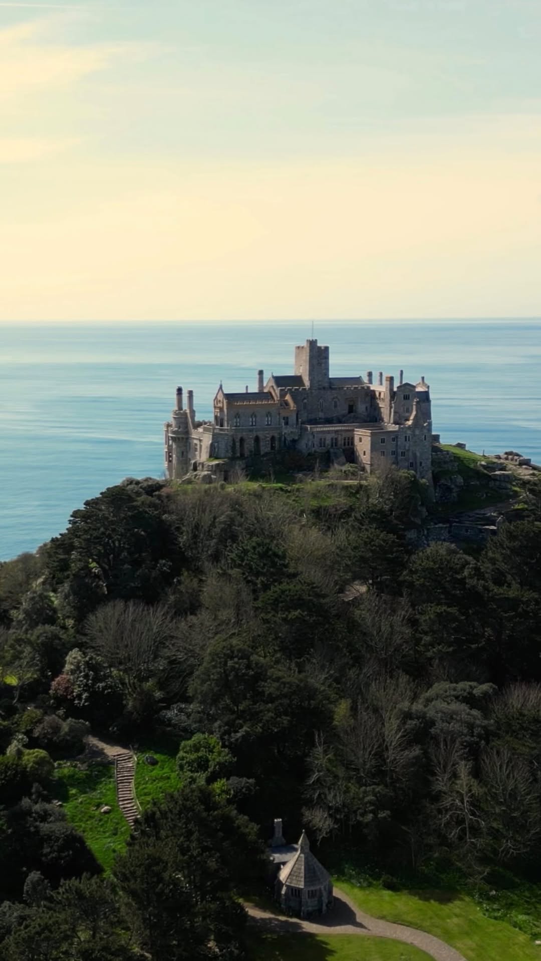 Fairytale Tidal Island With Castle And Church